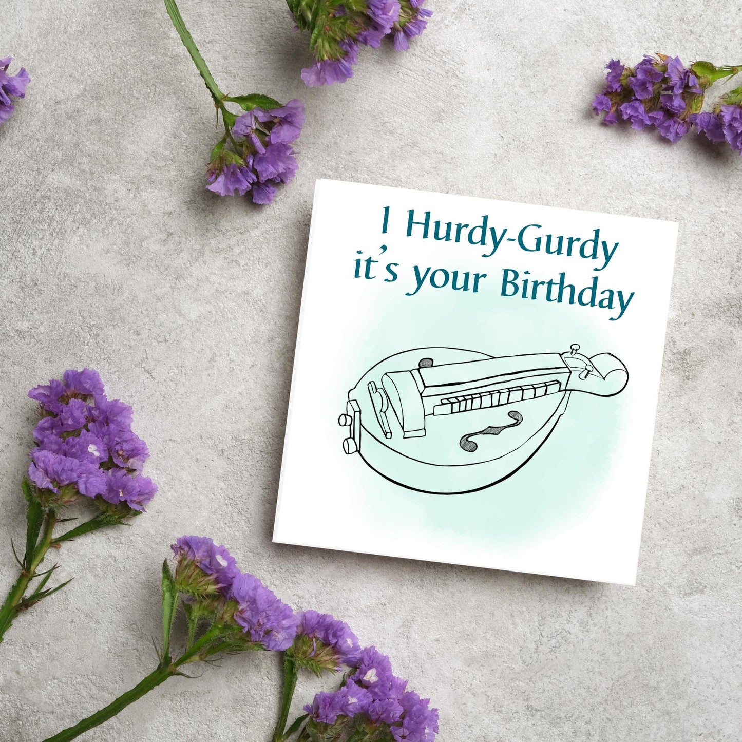 Hurdy-Gurdy Birthday Card, Happy Birthday, Card for Musician, Card for Him, Card for Her, Orchestra Music Card, Music, Hurdy Gurdy Birthday