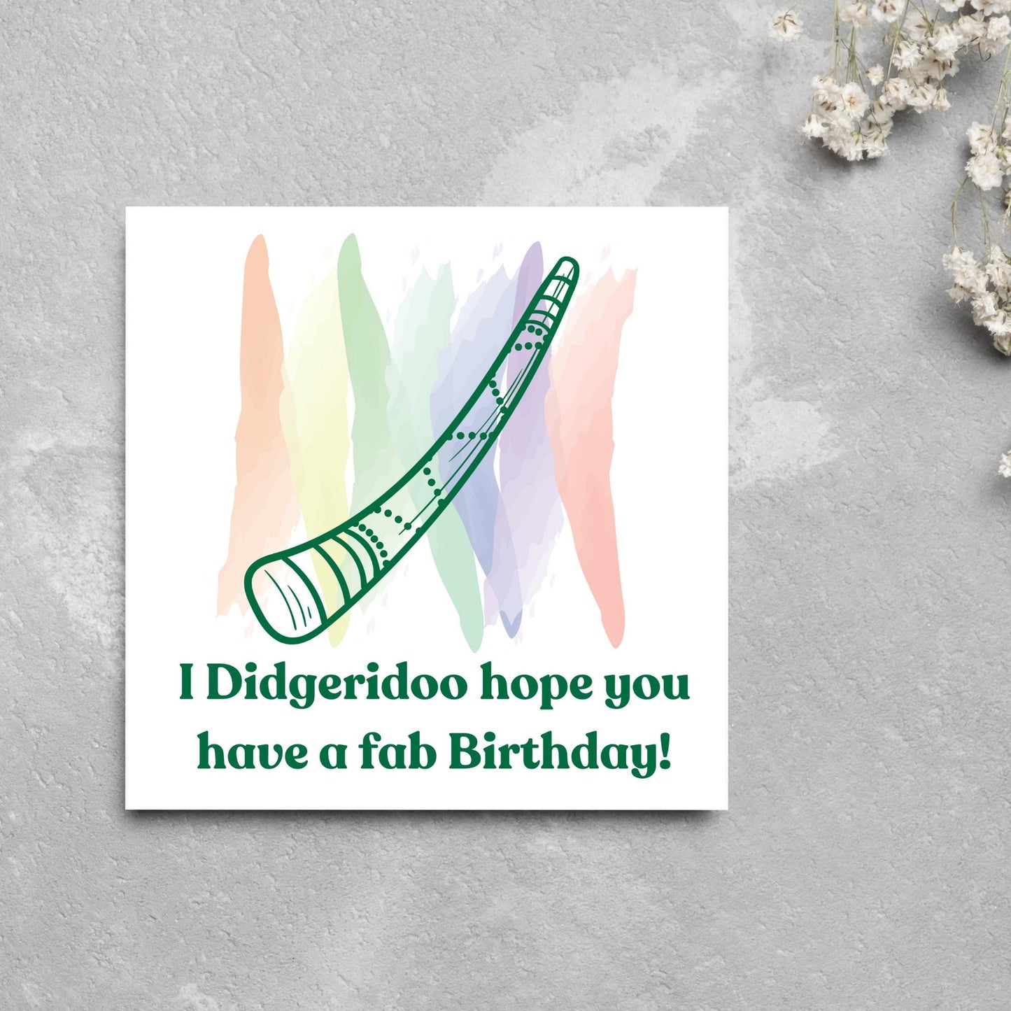 Didgeridoo Birthday Card, Happy Birthday, Card for Musician, Card for Him, Card for Her, Orchestra Music Card, Music, Didge Birthday Card