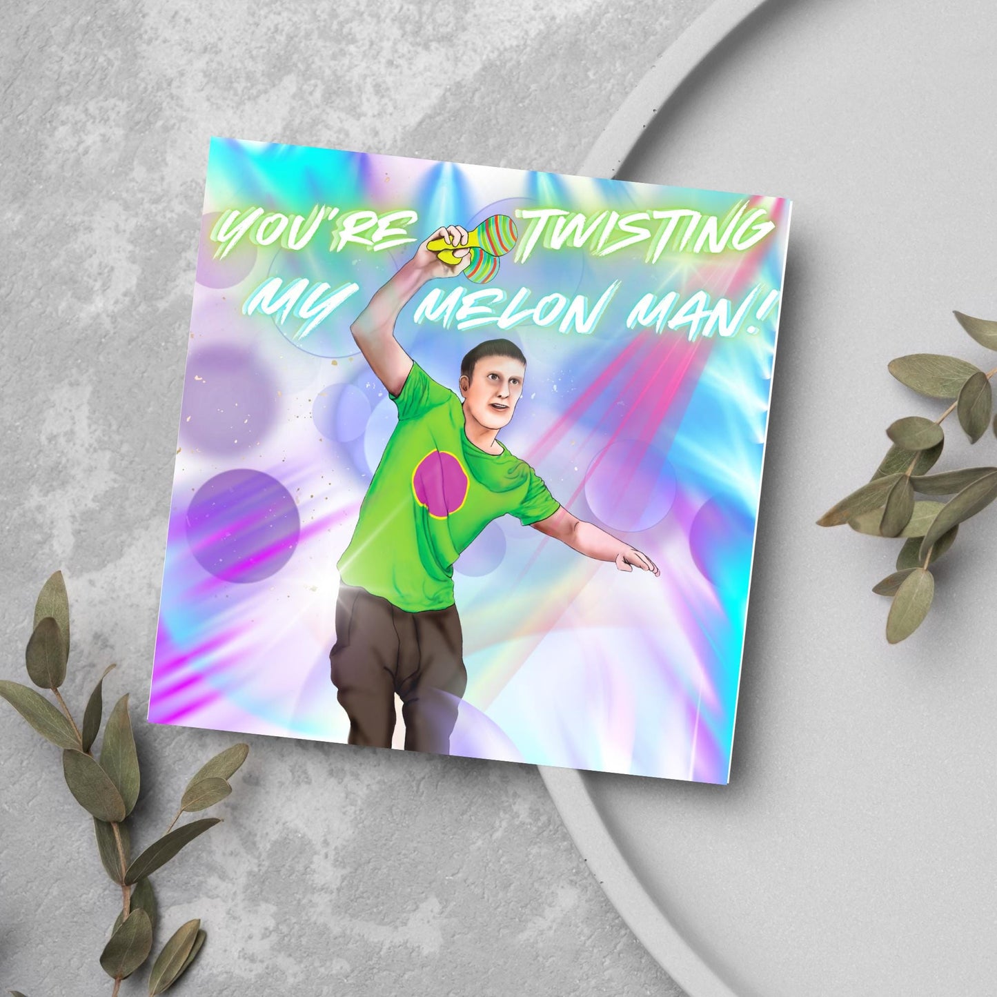 Bez Happy Mondays Birthday Card, Twisting My Melon Man, Card for Him, Card for Her, Music Birthday Card, 30th Birthday Card, 90's Card,