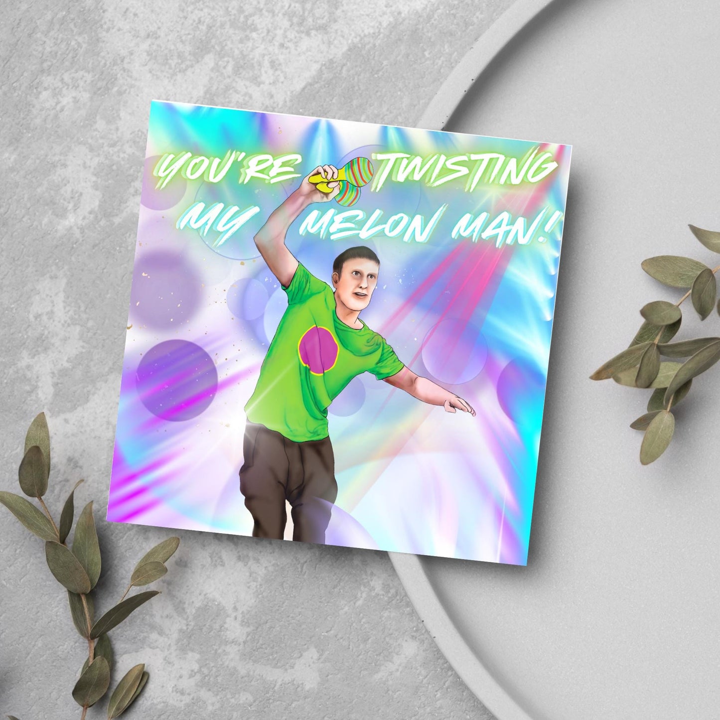 Bez Happy Mondays Birthday Card, Twisting My Melon Man, Card for Him, Card for Her, Music Birthday Card, 30th Birthday Card, 90's Card,