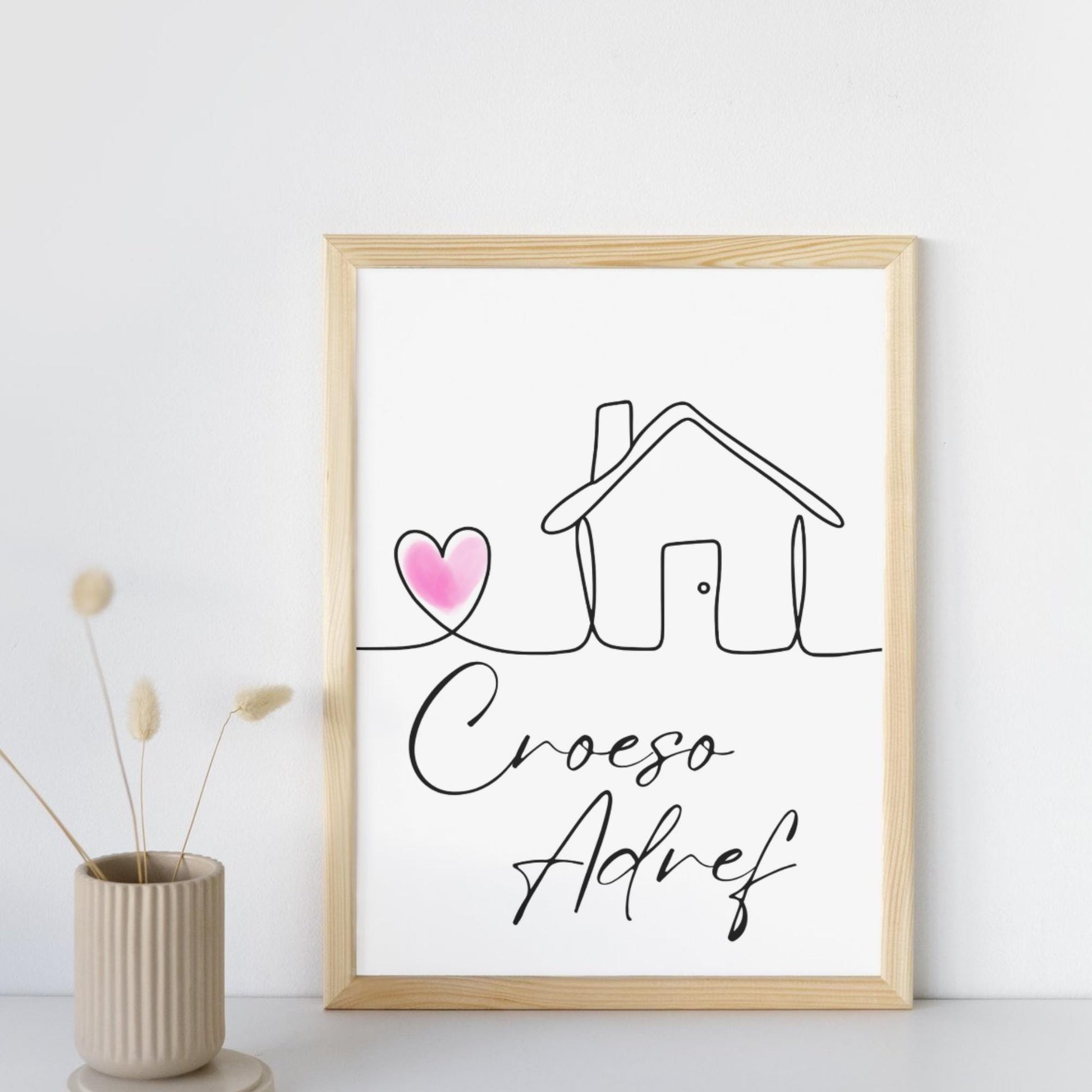 Welsh Language Wall Art, A4 Print, High Quality Poster, Welcome Home Sign, Home Decor, Home Sign, Welsh Sign, Croeso Adref