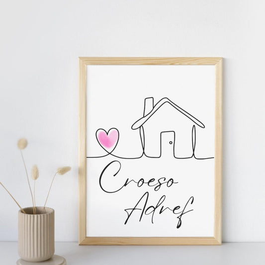 Welsh Language Wall Art, A4 Print, High Quality Poster, Welcome Home Sign, Home Decor, Home Sign, Welsh Sign, Croeso Adref