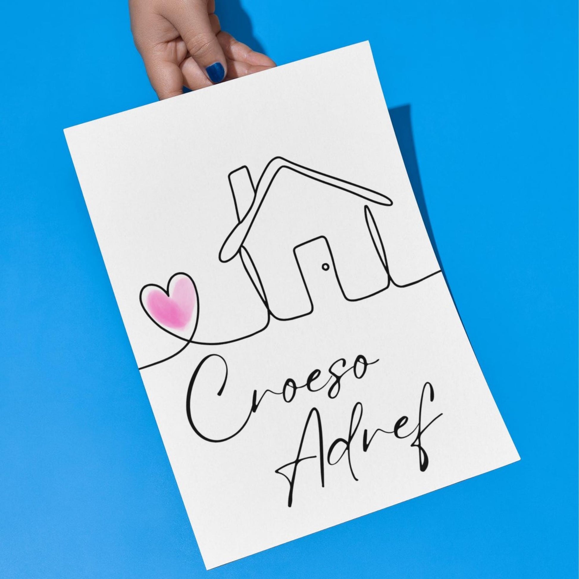Welsh Language Wall Art, A4 Print, High Quality Poster, Welcome Home Sign, Home Decor, Home Sign, Welsh Sign, Croeso Adref