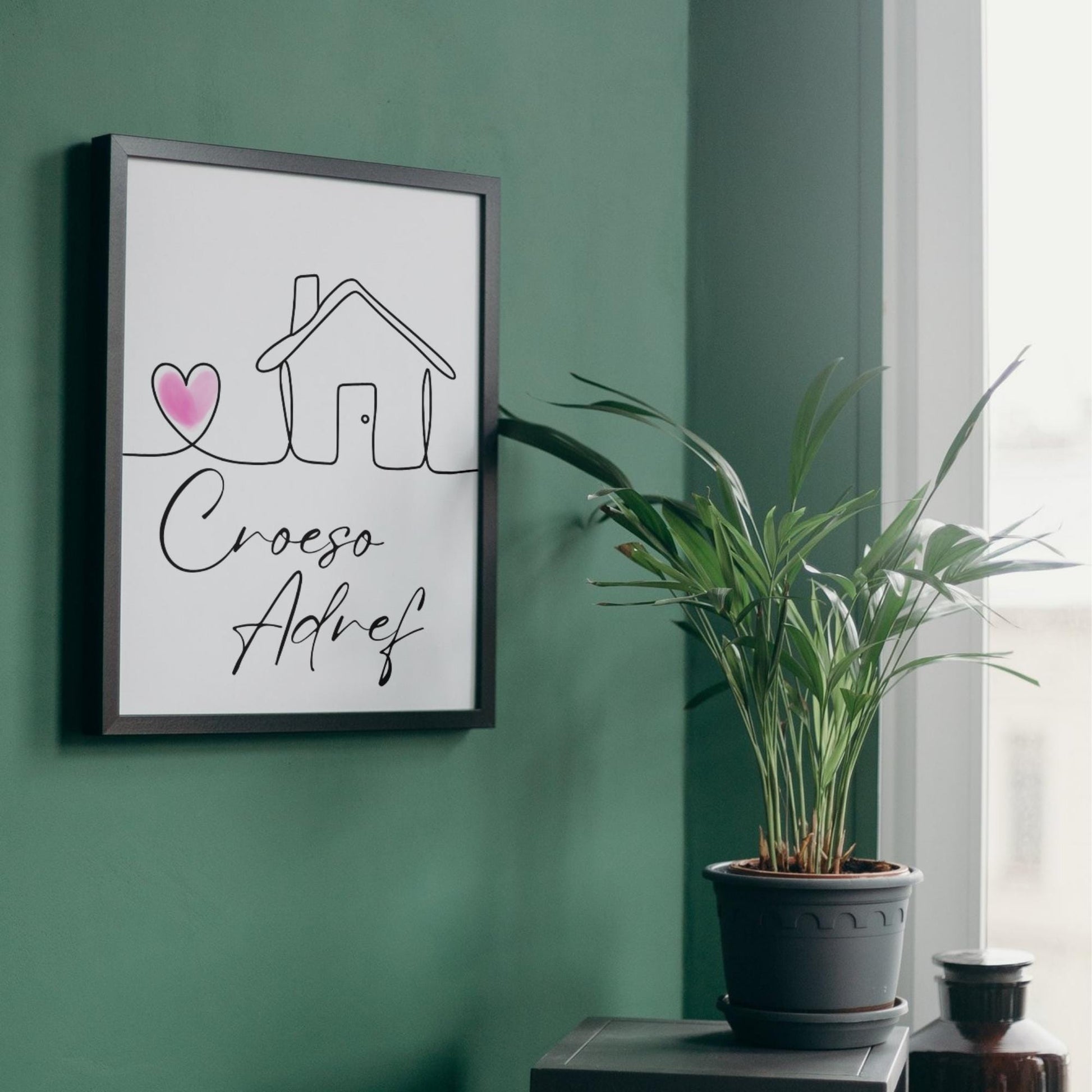 Welsh Language Wall Art, A4 Print, High Quality Poster, Welcome Home Sign, Home Decor, Home Sign, Welsh Sign, Croeso Adref
