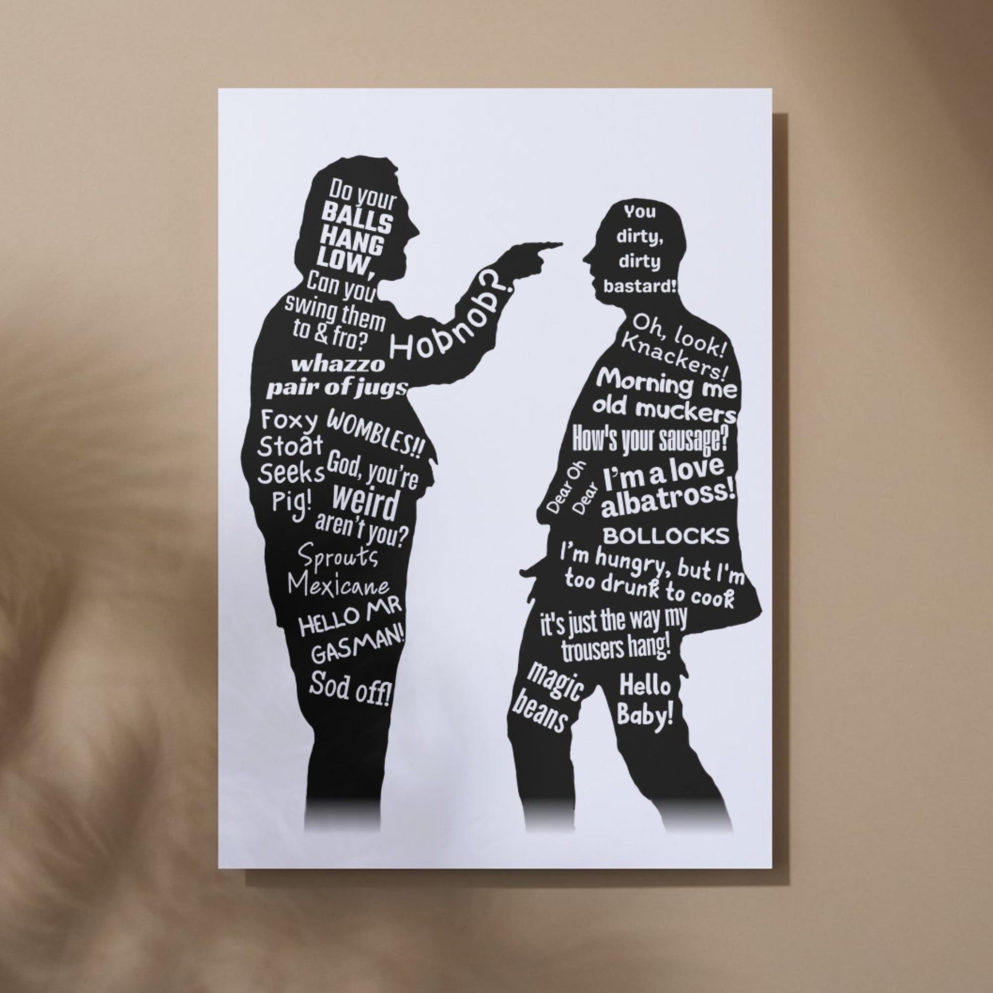 Bottom Quotes Poster, A4 Print, High Quality Wall Art, Rik Mayall, Eddie and Richie, Ade Edmondson, Quotes Poster, Bottom TV Show Poster