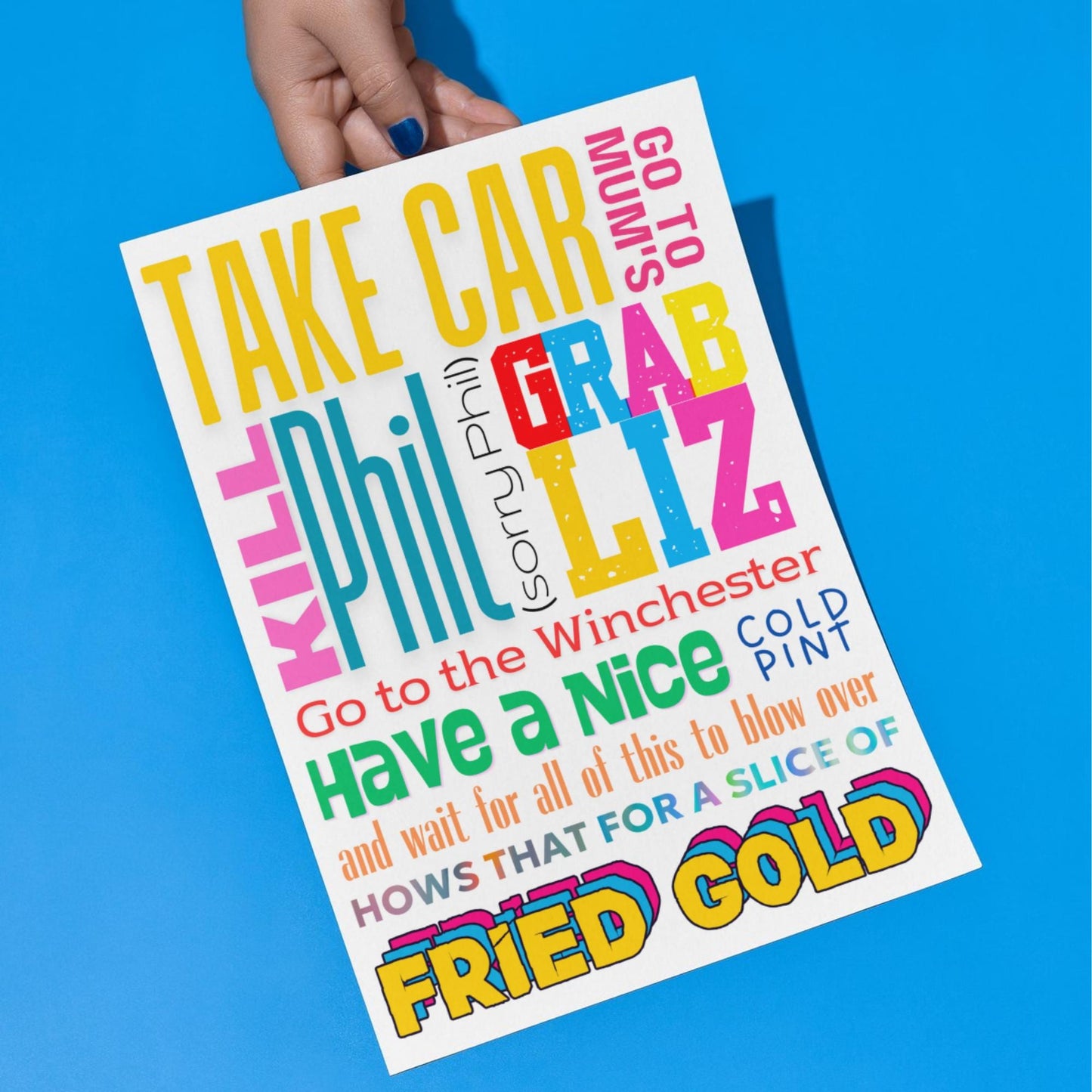 Shaun of the Dead Wall Art, A4 Print, High Quality Poster, Shaun of the Dead Quotes, Edgar Wright Movie Quotes, Fried Gold, Typography Print