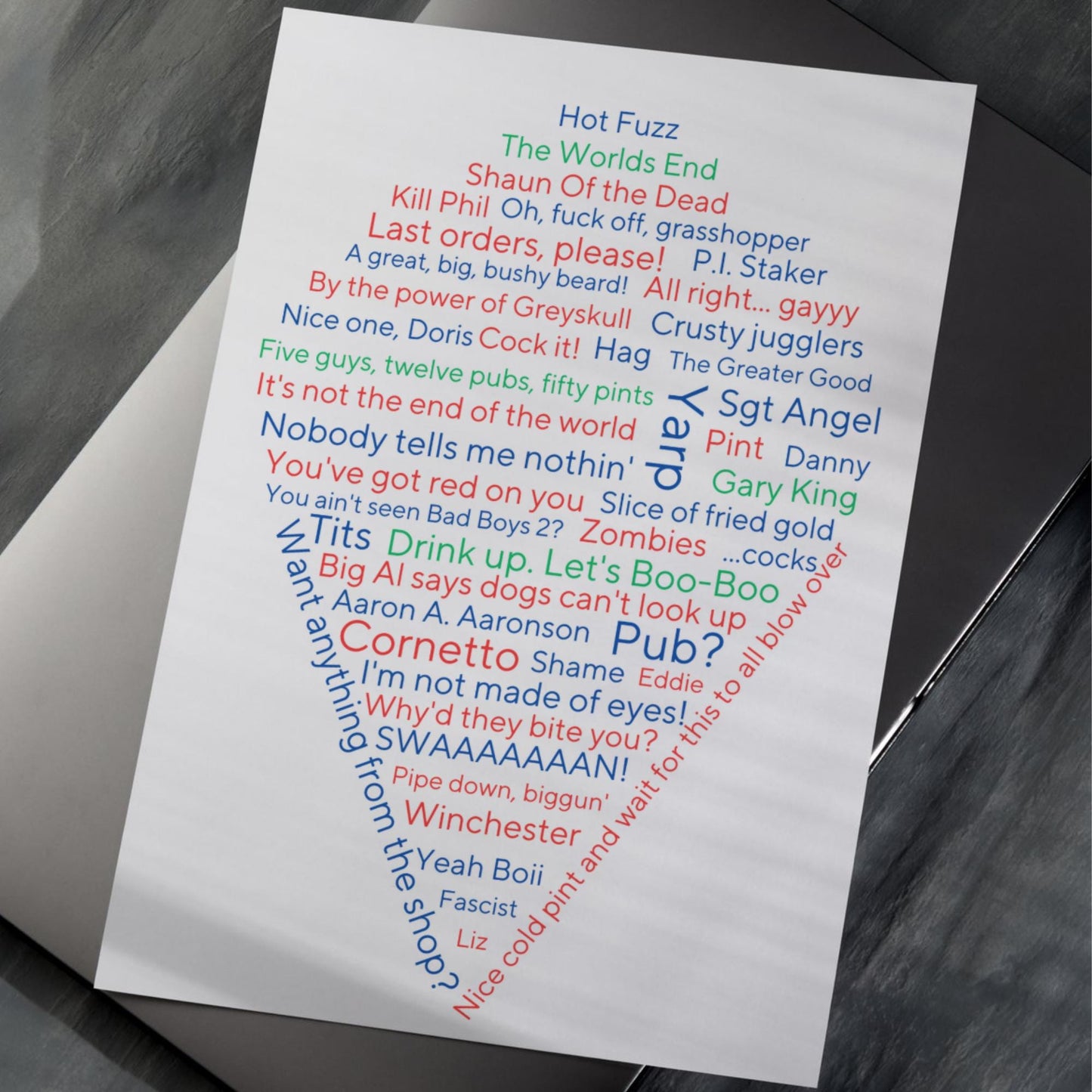 Cornetto Trilogy Wall Art, A4 Print, High Quality Poster, Hot Fuzz Poster, Shaun of the Dead, Worlds End, Edgar Wright Movie Quotes