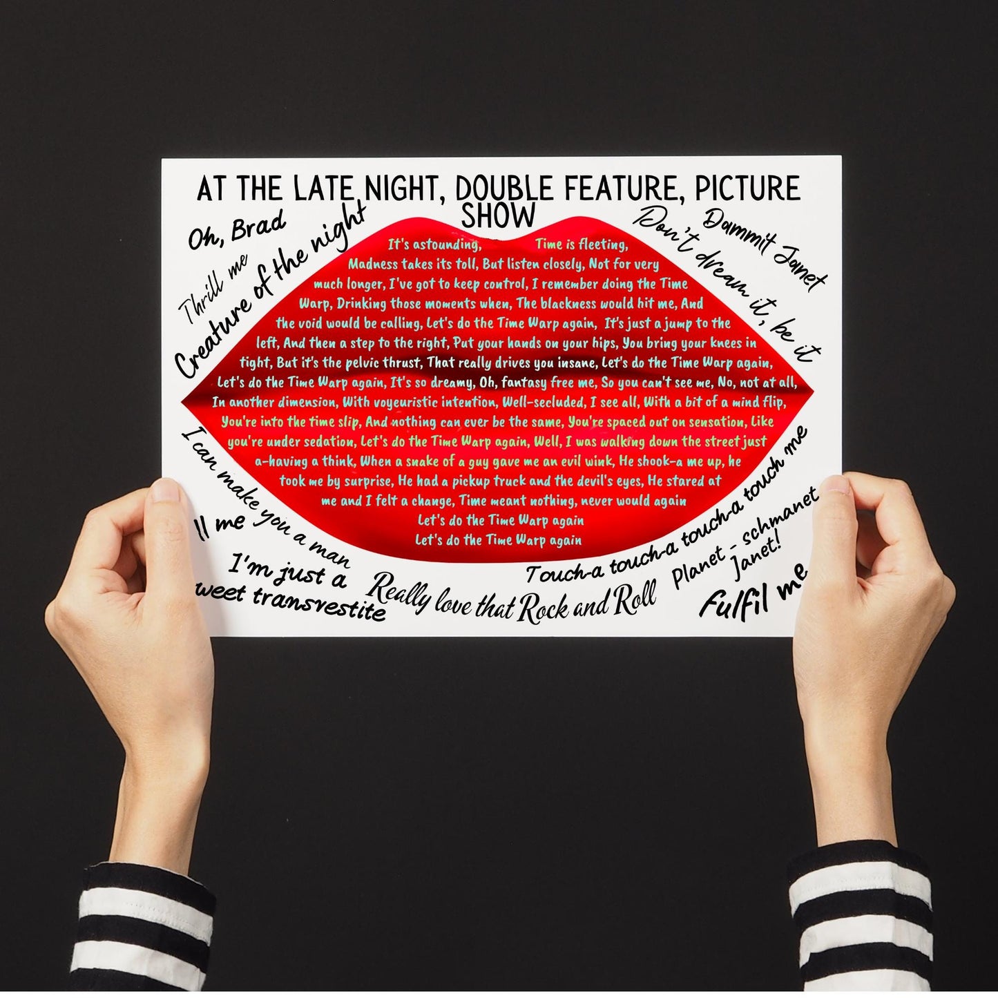 Rocky Horror Picture Show Wall Art, A4 Print, High Quality Poster, Time Warp Lyrics, Movie Quotes, Gothic Decor, Rock Decor, Theatre Art