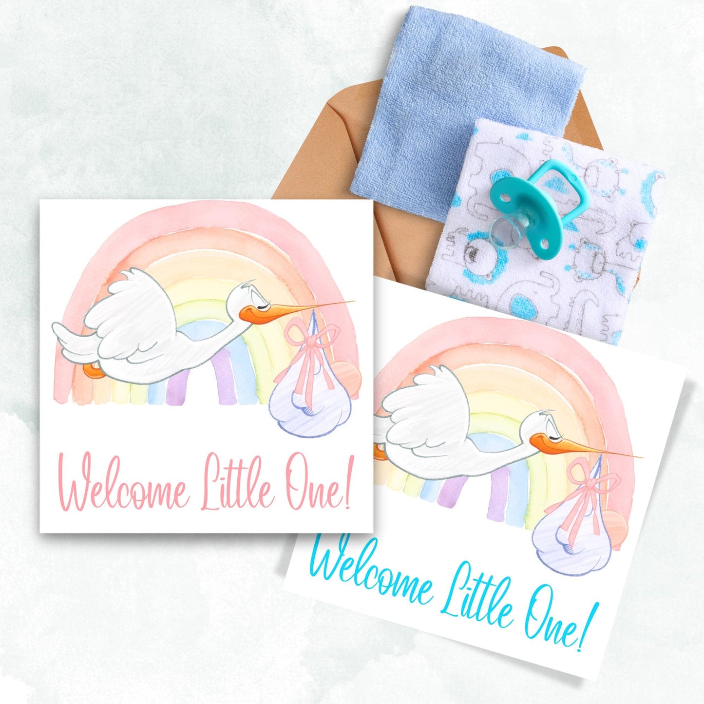 Personalised New Baby Card, Baby Boy, Baby Girl, Congratulations Card, Pink or Blue Baby Card, Welcome to The World, Birth, New Mum Card