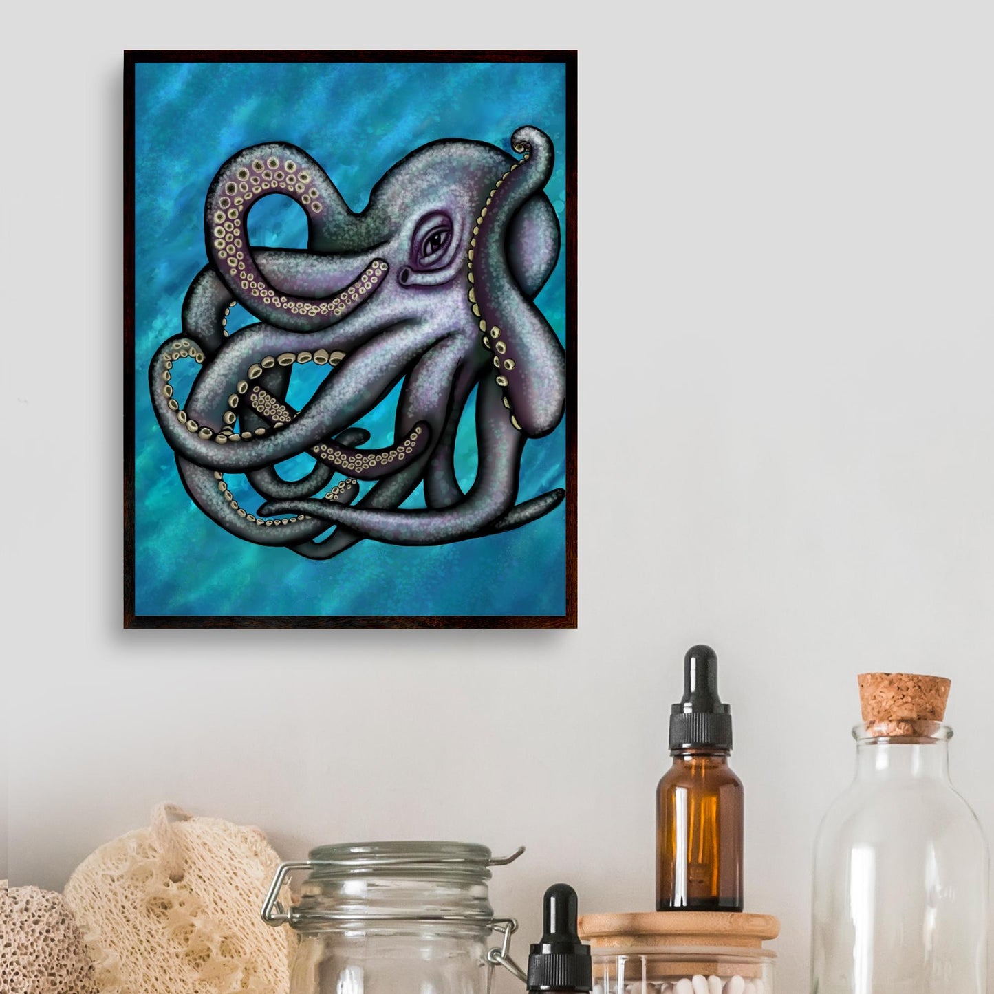 Octopus A4 Print, High Quality Wall Art, Sea Life Art, Marine Art, Octopus Wall Decor, Original Artist Print, Marine Biologist Poster