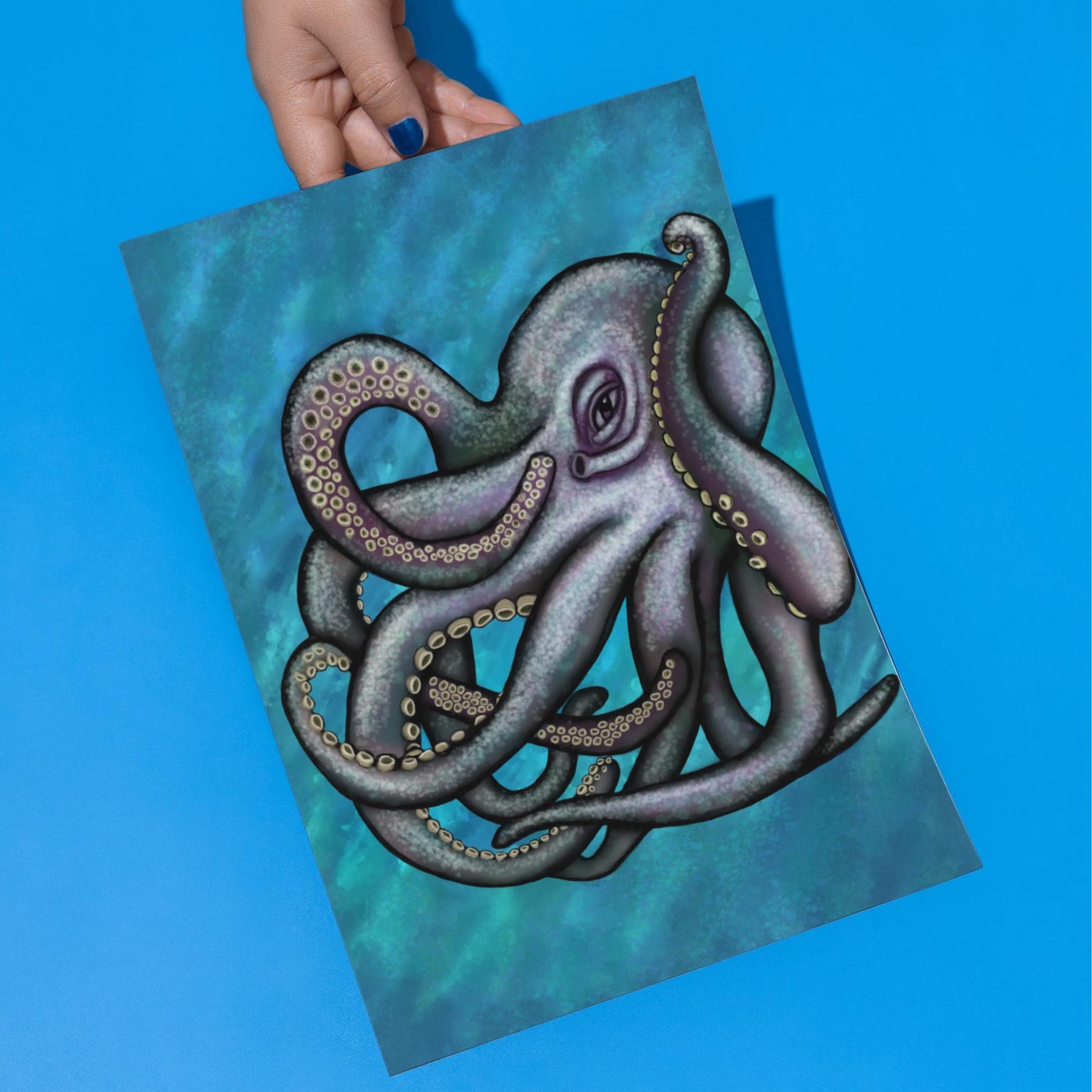 Octopus A4 Print, High Quality Wall Art, Sea Life Art, Marine Art, Octopus Wall Decor, Original Artist Print, Marine Biologist Poster