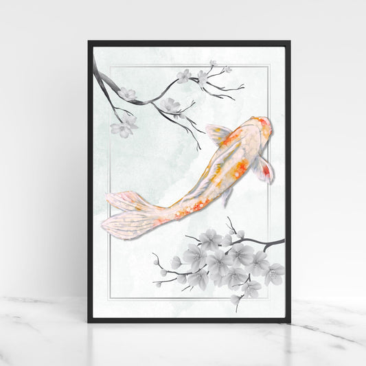 Koi Carp A4 Print, High Quality Wall Art, Japanese Inspired Art, Koi Wall Decor, Original Artist Print, Marine Biologist Poster