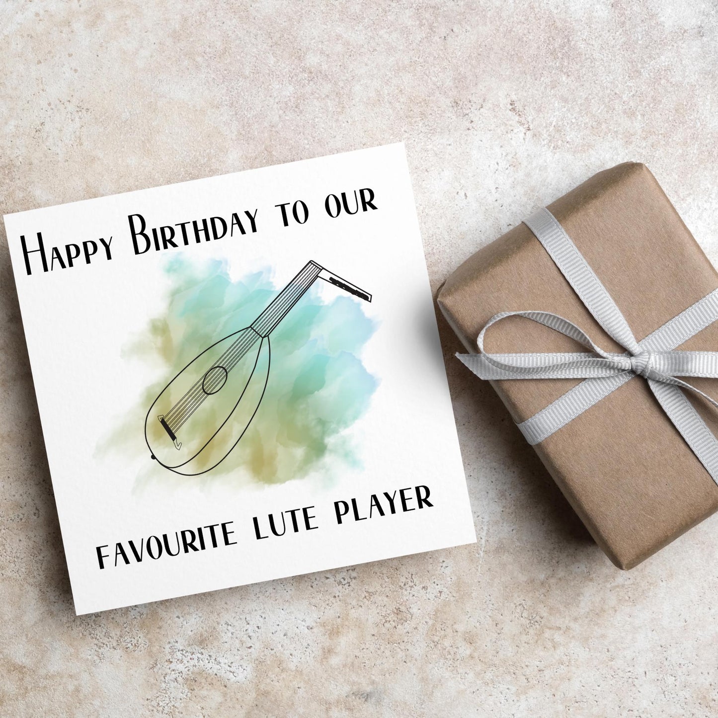 Lute Birthday Card, Happy Birthday, Card for Musician, Card for Him, Card for Her, Country Music Card, Music, Folk Music card, Lute Plater