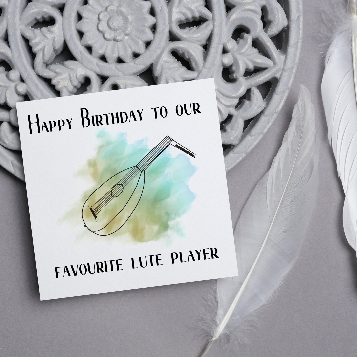 Lute Birthday Card, Happy Birthday, Card for Musician, Card for Him, Card for Her, Country Music Card, Music, Folk Music card, Lute Plater
