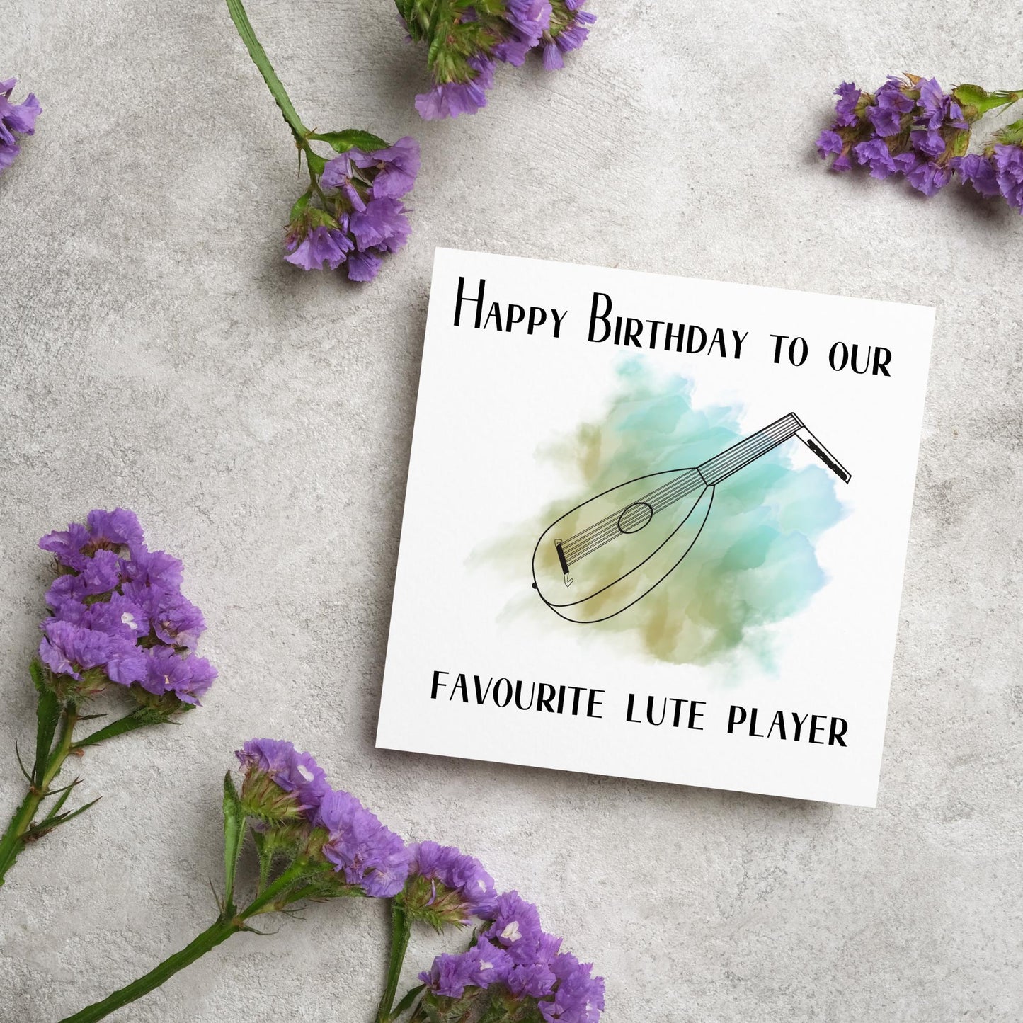 Lute Birthday Card, Happy Birthday, Card for Musician, Card for Him, Card for Her, Country Music Card, Music, Folk Music card, Lute Plater
