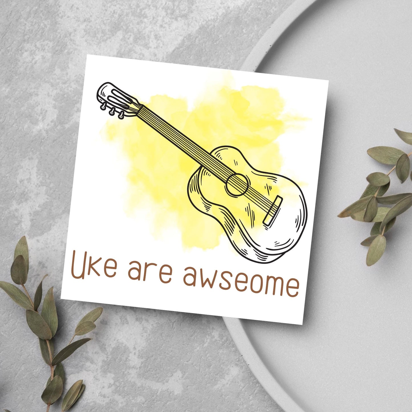 Ukelele Birthday Card, Happy Birthday, Card for Musician, Card for Him, Card for Her, Orchestra Card, Card for Uke Player, Ukelele Card