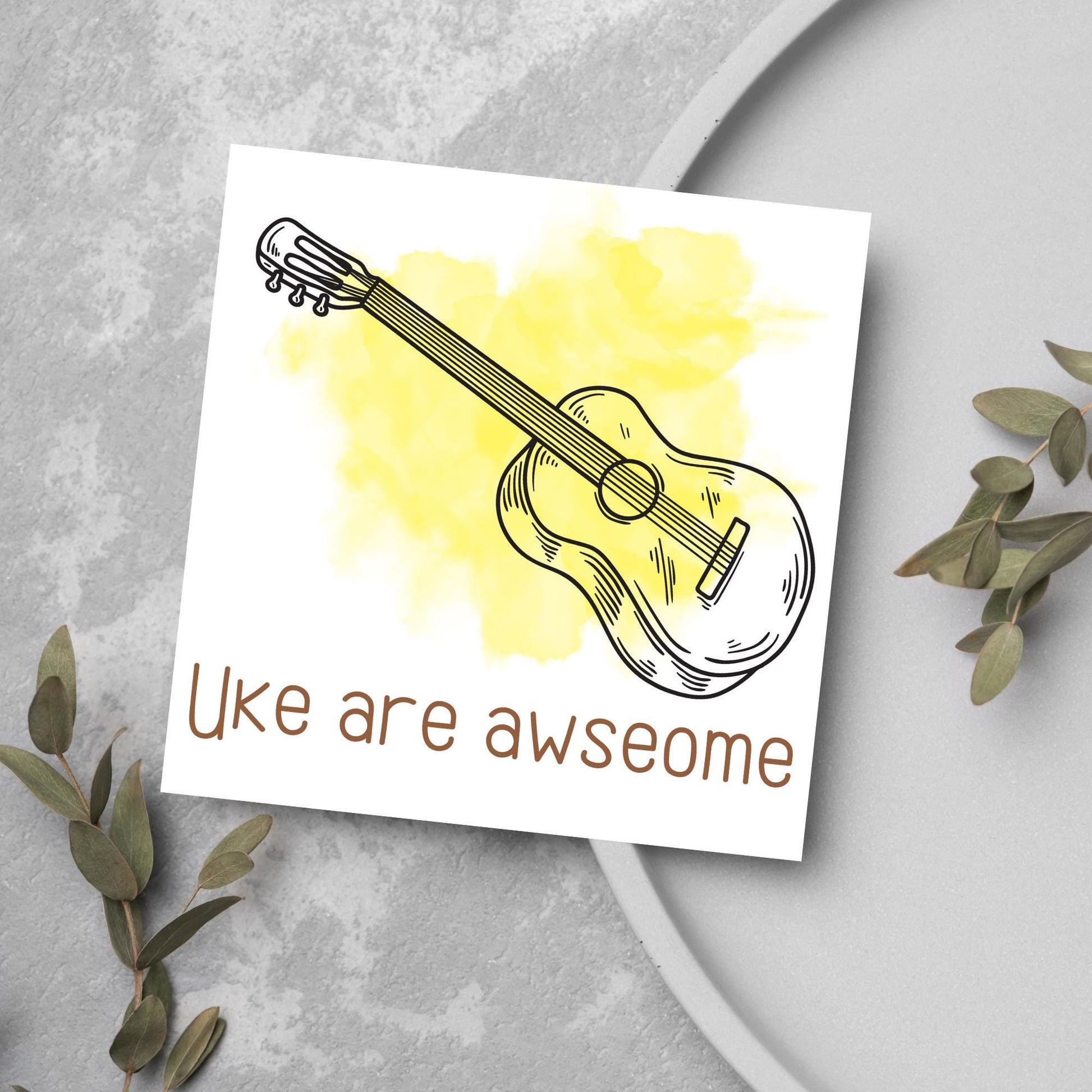 Ukelele Birthday Card, Happy Birthday, Card for Musician, Card for Him, Card for Her, Orchestra Card, Card for Uke Player, Ukelele Card