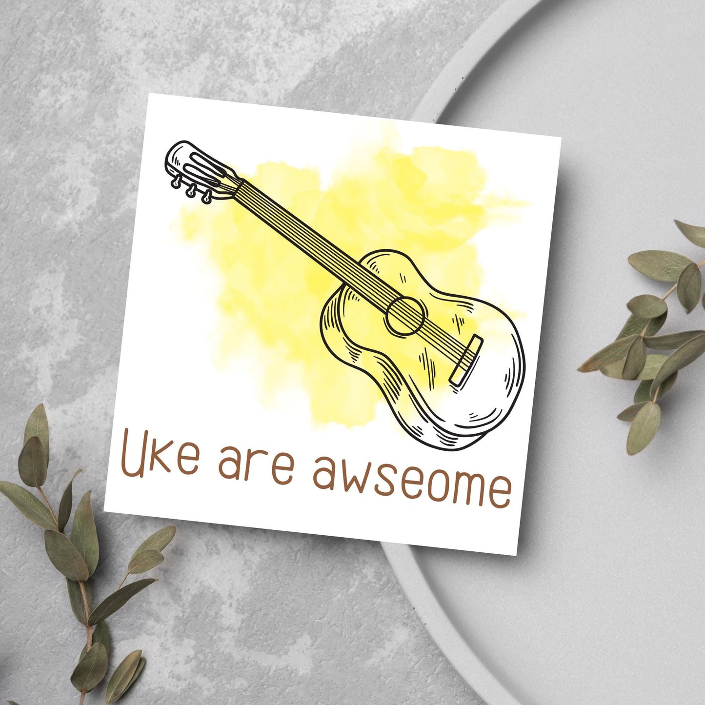 Ukelele Birthday Card, Happy Birthday, Card for Musician, Card for Him, Card for Her, Orchestra Card, Card for Uke Player, Ukelele Card