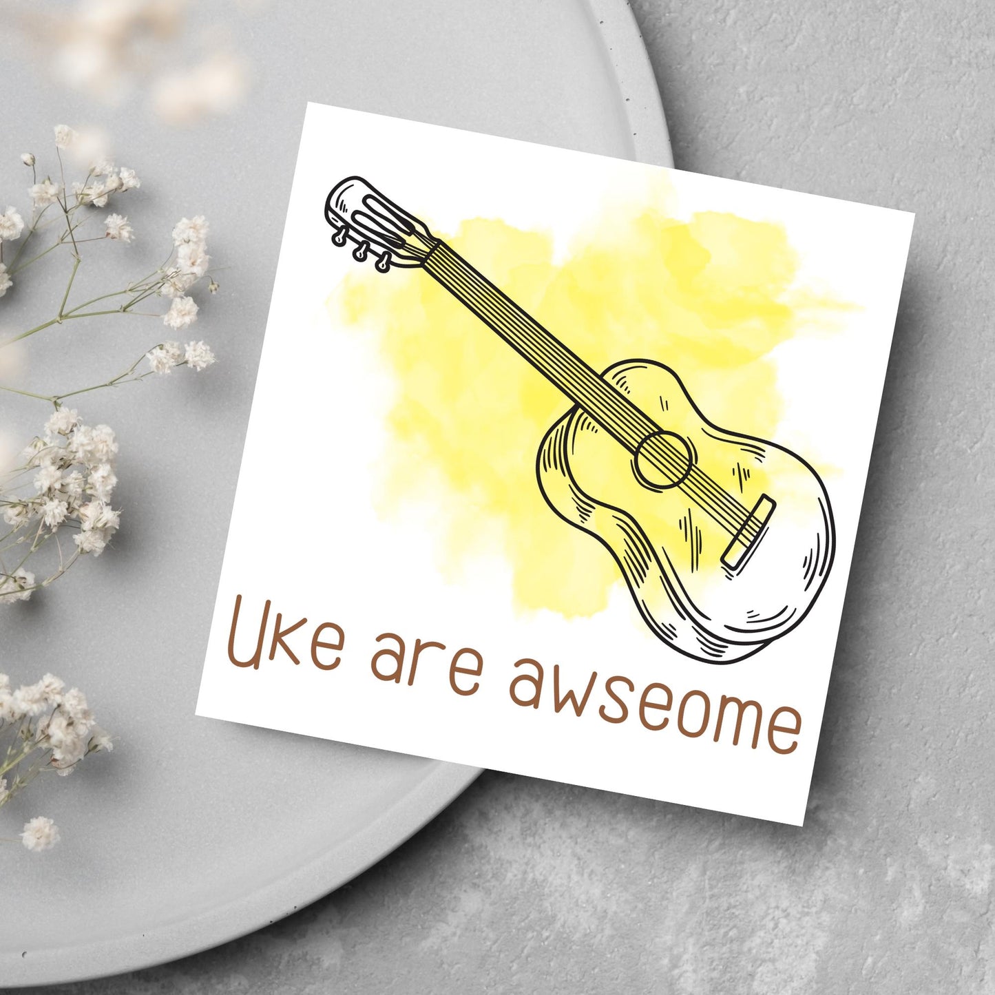 Ukelele Birthday Card, Happy Birthday, Card for Musician, Card for Him, Card for Her, Orchestra Card, Card for Uke Player, Ukelele Card