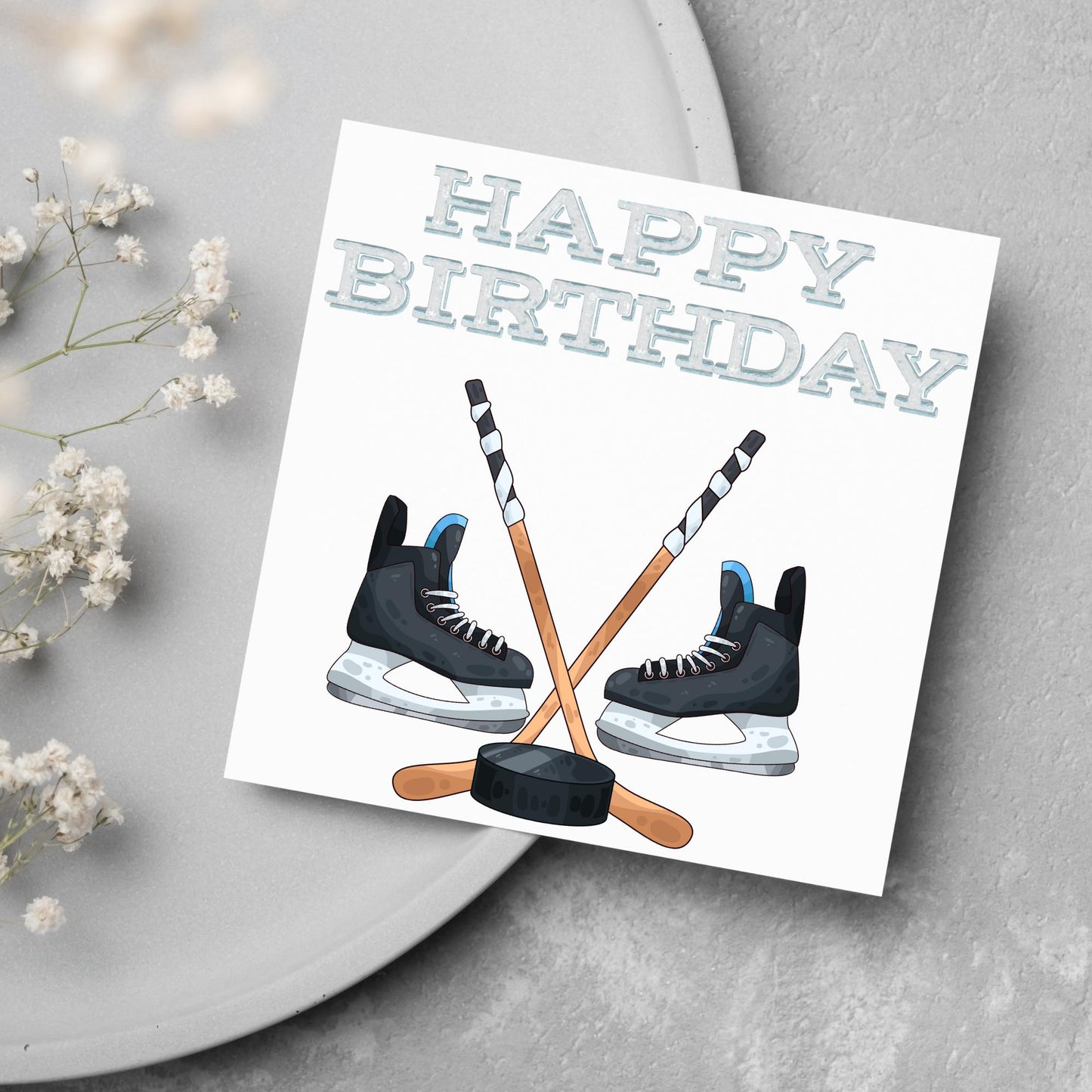 Ice Hockey Birthday Card, Sport Card, Sport Birthday Card, Card for Him, Card for Her, Hockey Stick, Card for Hockey, Ice Hockey Card, Puck