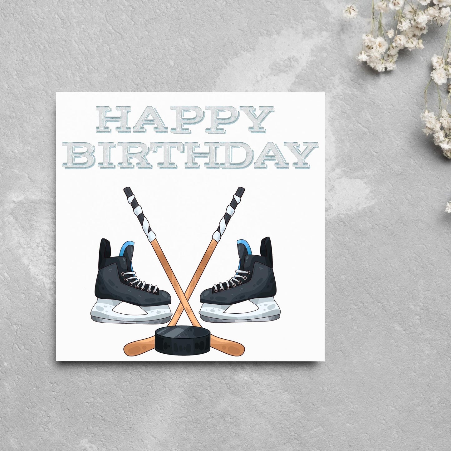 Ice Hockey Birthday Card, Sport Card, Sport Birthday Card, Card for Him, Card for Her, Hockey Stick, Card for Hockey, Ice Hockey Card, Puck