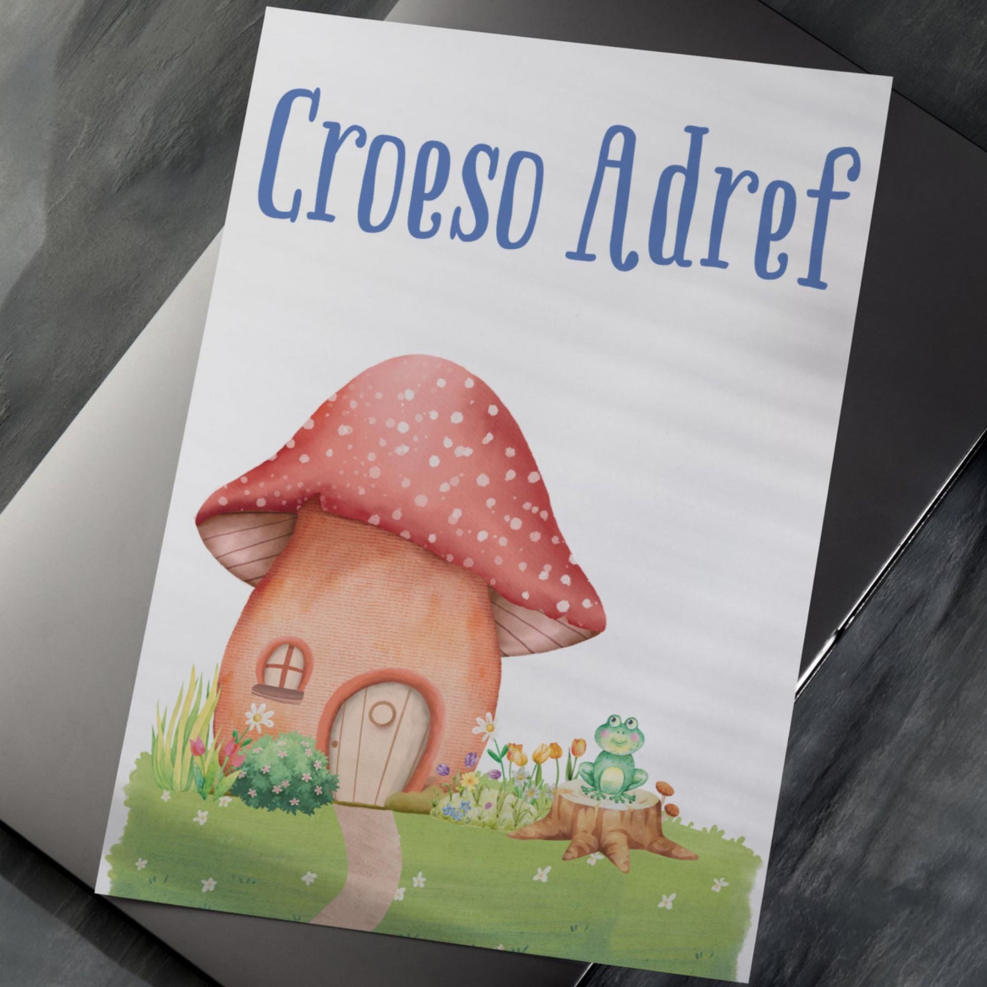 Welsh Language Welcome Home Poster, Croeso Adref, Fairycore Aesthetic Design, Cute Mushroom Wall Art, Welsh Home, A4 Print, Cottagecore