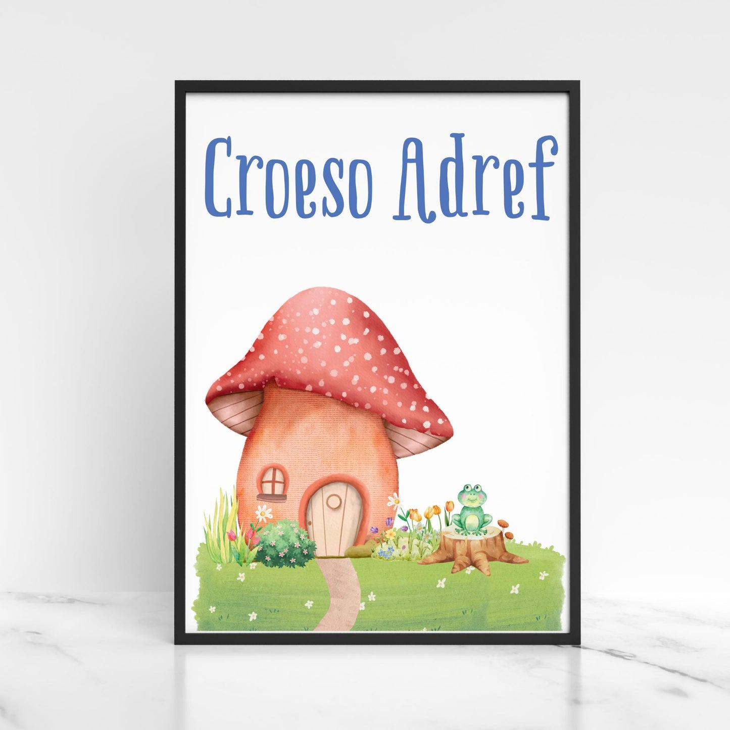 Welsh Language Welcome Home Poster, Croeso Adref, Fairycore Aesthetic Design, Cute Mushroom Wall Art, Welsh Home, A4 Print, Cottagecore