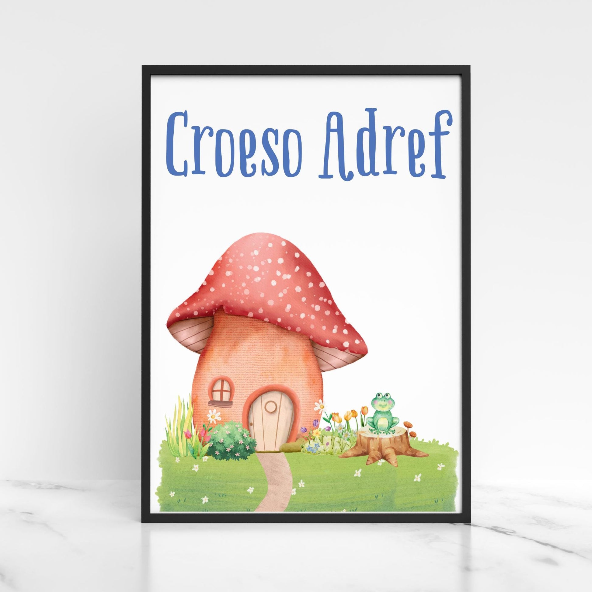 Welsh Language Welcome Home Poster, Croeso Adref, Fairycore Aesthetic Design, Cute Mushroom Wall Art, Welsh Home, A4 Print, Cottagecore