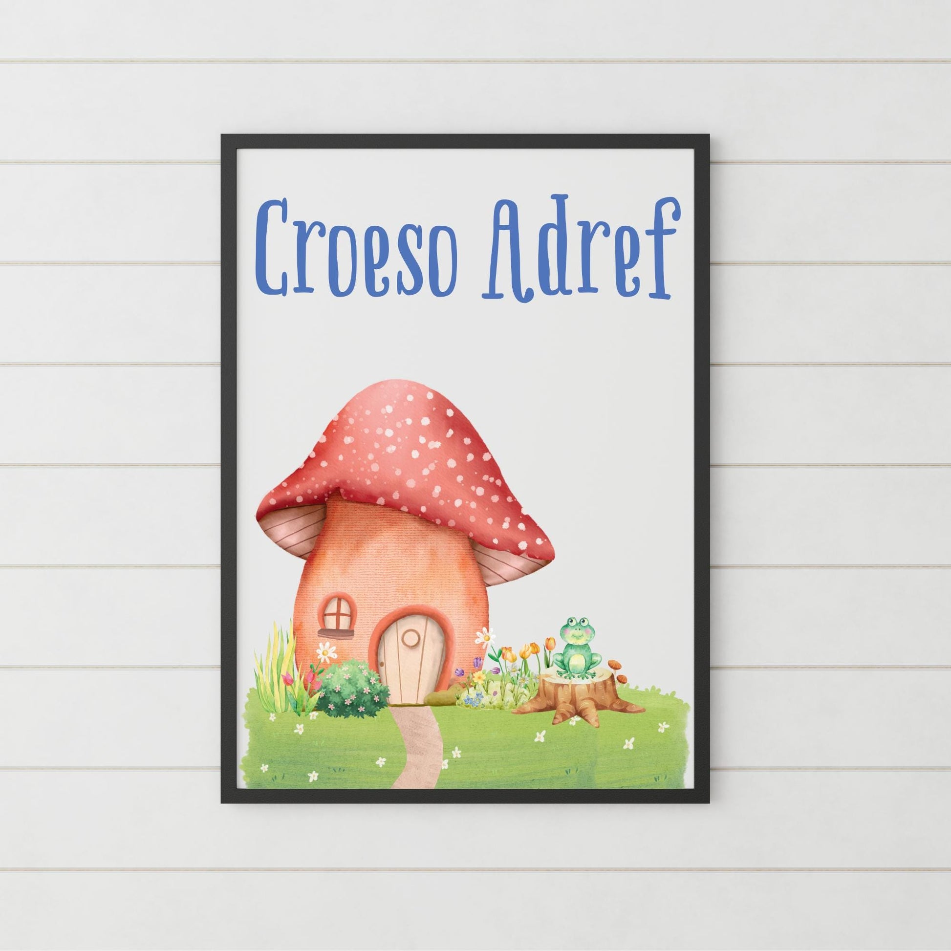 Welsh Language Welcome Home Poster, Croeso Adref, Fairycore Aesthetic Design, Cute Mushroom Wall Art, Welsh Home, A4 Print, Cottagecore