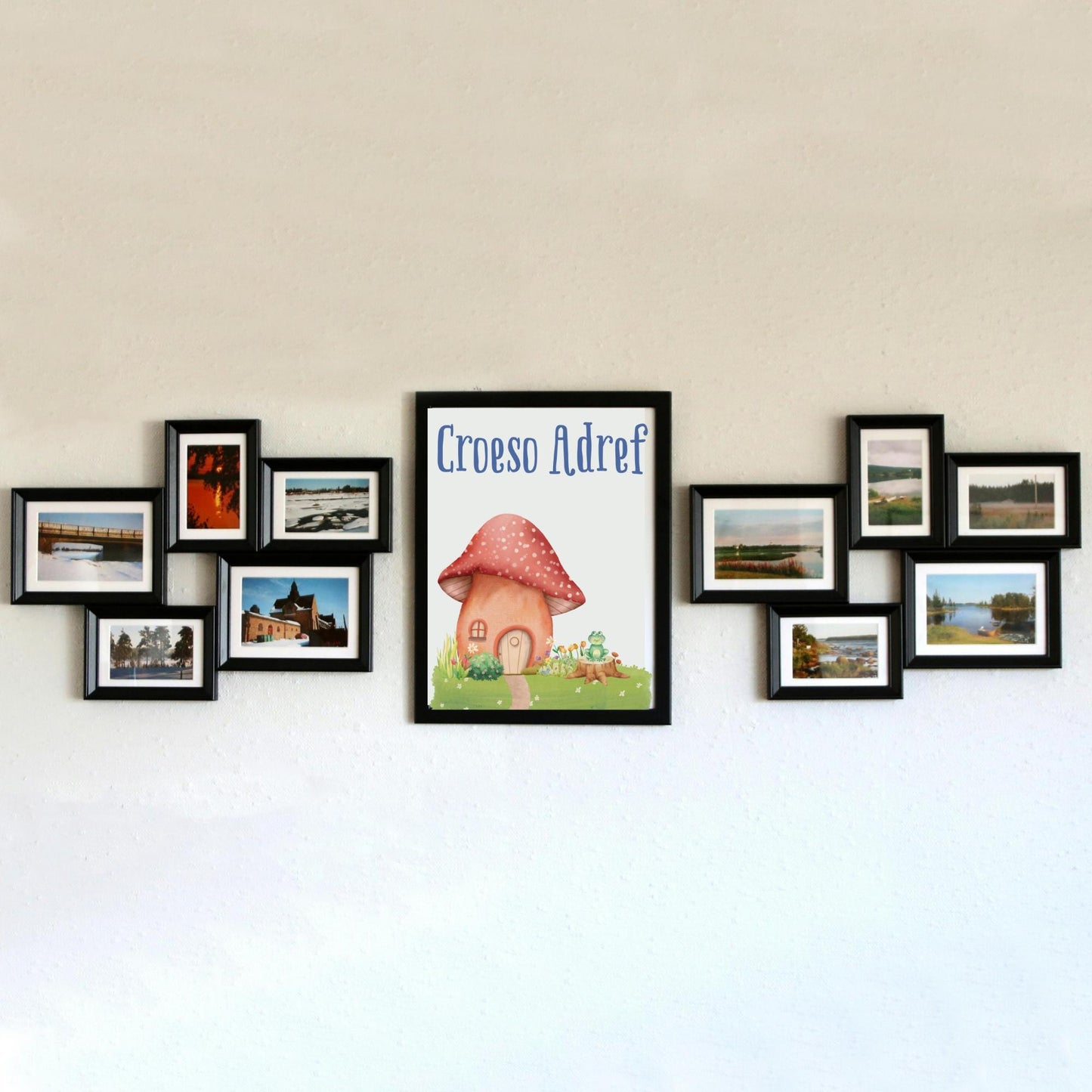 Welsh Language Welcome Home Poster, Croeso Adref, Fairycore Aesthetic Design, Cute Mushroom Wall Art, Welsh Home, A4 Print, Cottagecore