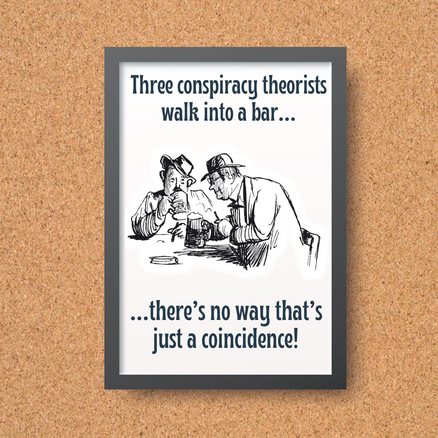 Conspiracy Theory A4 Print, High Quality Wall Art, Bar Wall Art, Funny Cartoon Poster, Dad Joke Poster, Home Bar Decor, Gift for Dad
