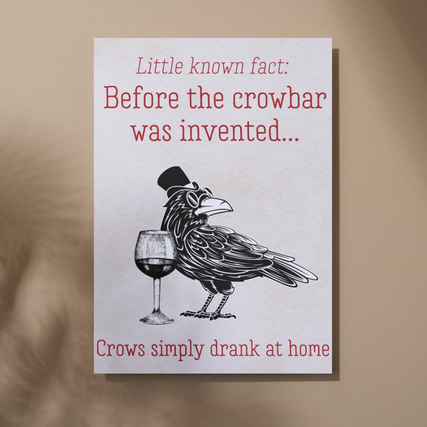 Crow Design A4 Print, High Quality Wall Art, Bar Wall Art, Funny Cartoon Poster, Dad Joke Poster, Home Bar Decor, Gift for Dad