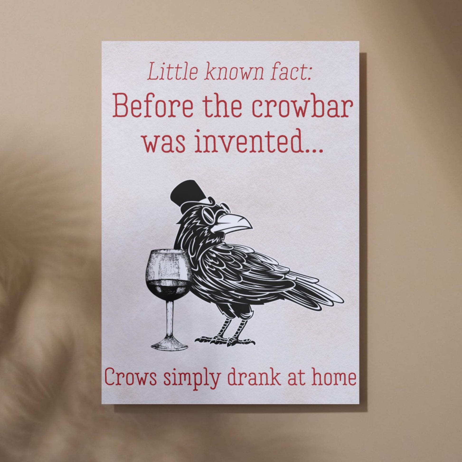 Crow Design A4 Print, High Quality Wall Art, Bar Wall Art, Funny Cartoon Poster, Dad Joke Poster, Home Bar Decor, Gift for Dad