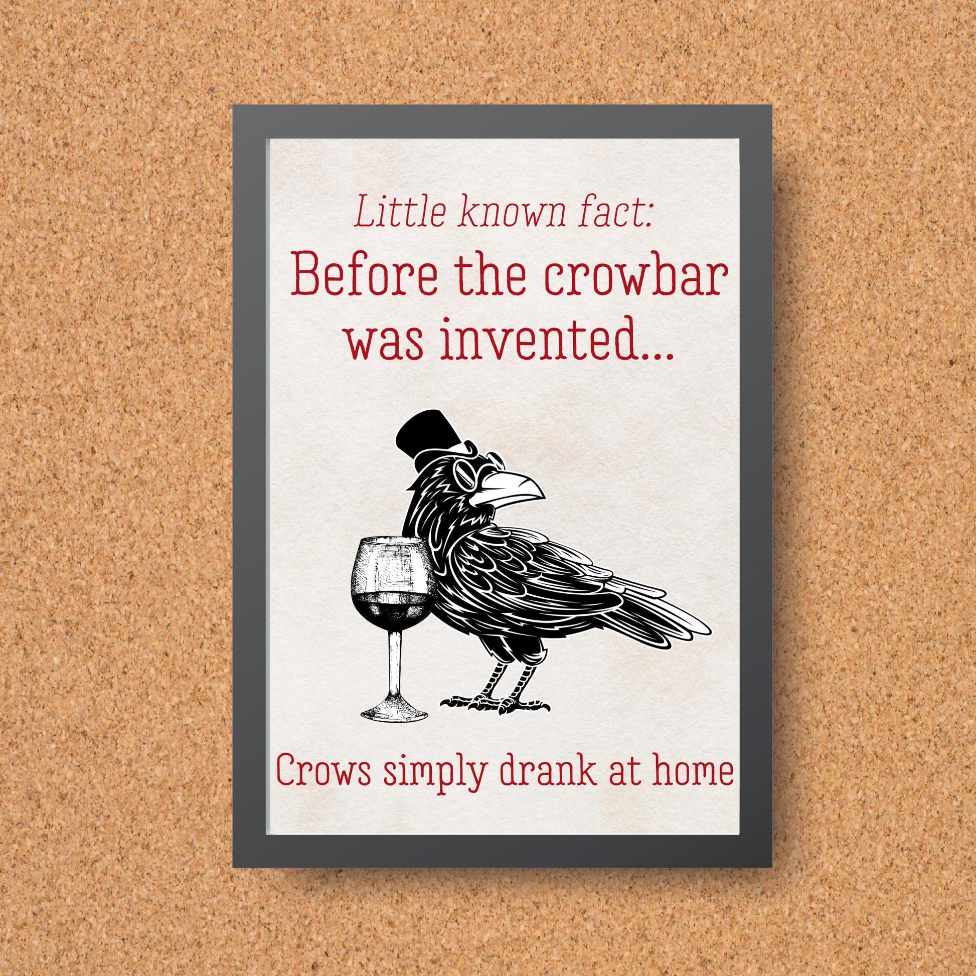 Crow Design A4 Print, High Quality Wall Art, Bar Wall Art, Funny Cartoon Poster, Dad Joke Poster, Home Bar Decor, Gift for Dad