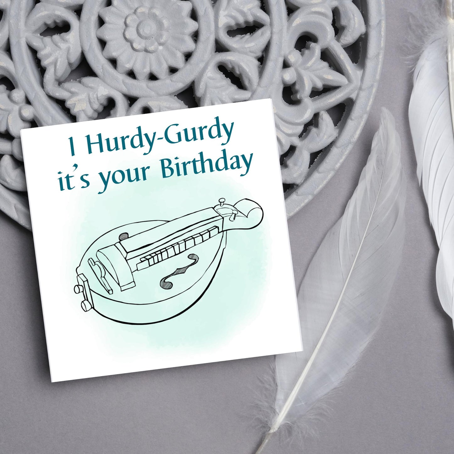 Hurdy-Gurdy Birthday Card, Happy Birthday, Card for Musician, Card for Him, Card for Her, Orchestra Music Card, Music, Hurdy Gurdy Birthday