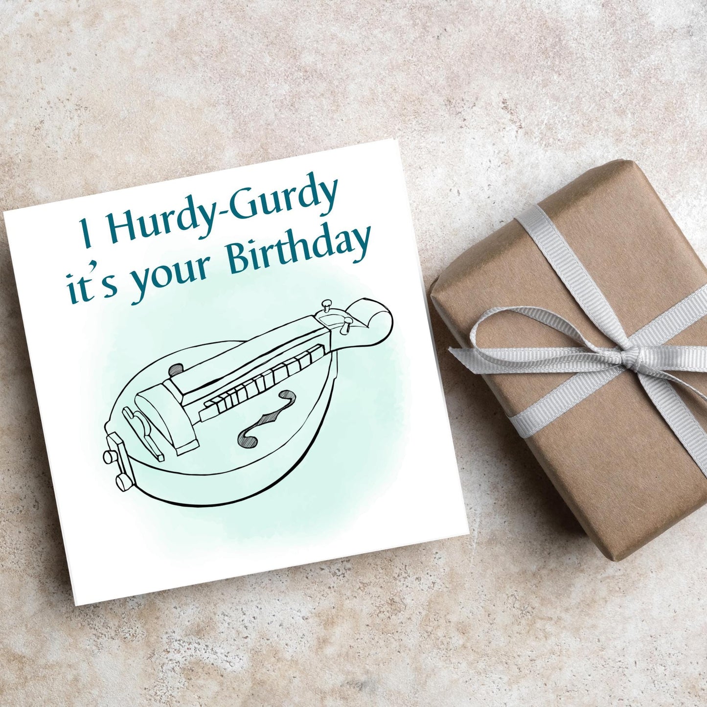 Hurdy-Gurdy Birthday Card, Happy Birthday, Card for Musician, Card for Him, Card for Her, Orchestra Music Card, Music, Hurdy Gurdy Birthday