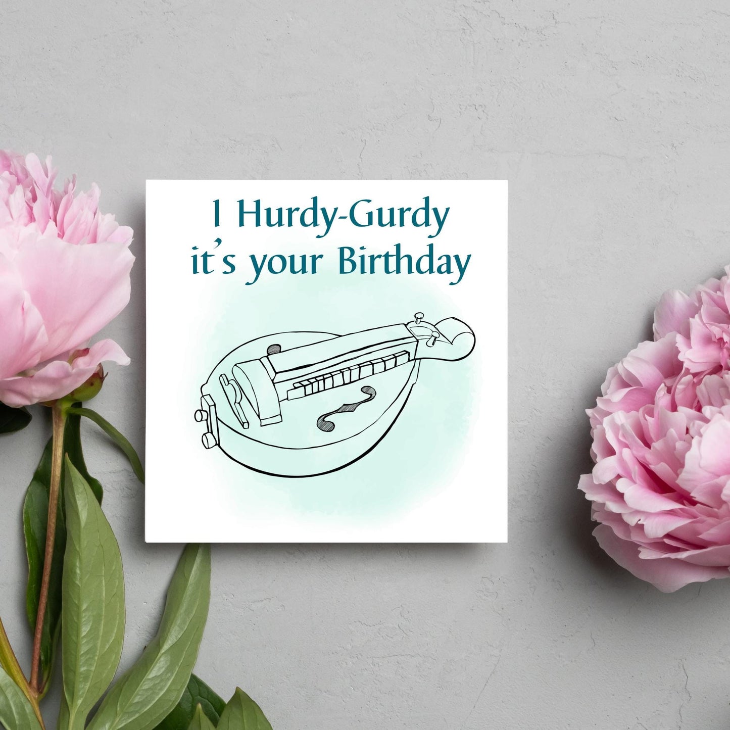 Hurdy-Gurdy Birthday Card, Happy Birthday, Card for Musician, Card for Him, Card for Her, Orchestra Music Card, Music, Hurdy Gurdy Birthday