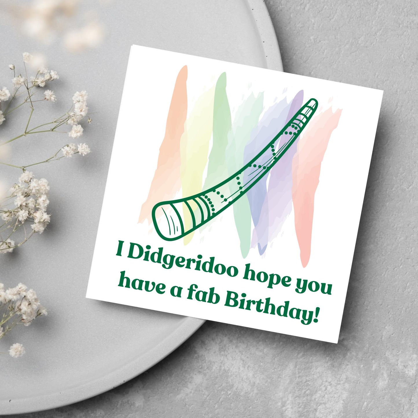 Didgeridoo Birthday Card, Happy Birthday, Card for Musician, Card for Him, Card for Her, Orchestra Music Card, Music, Didge Birthday Card