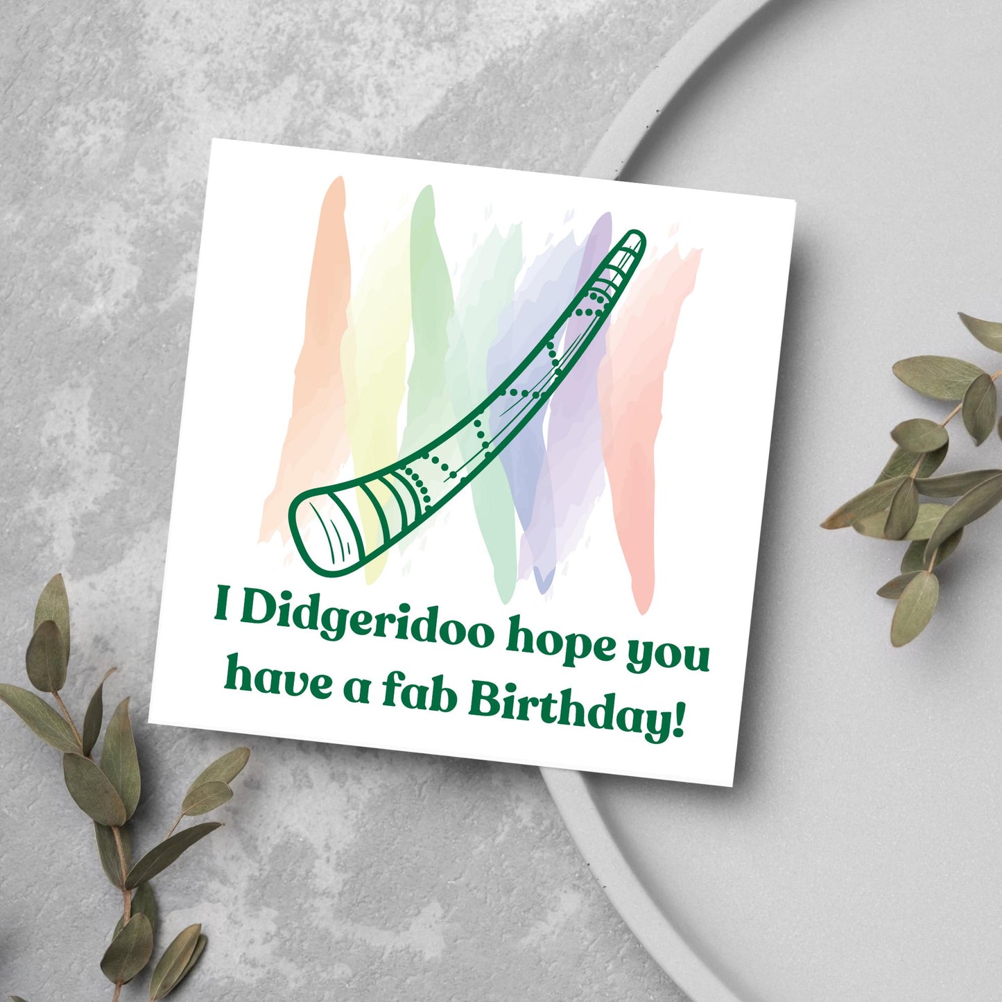 Didgeridoo Birthday Card, Happy Birthday, Card for Musician, Card for Him, Card for Her, Orchestra Music Card, Music, Didge Birthday Card