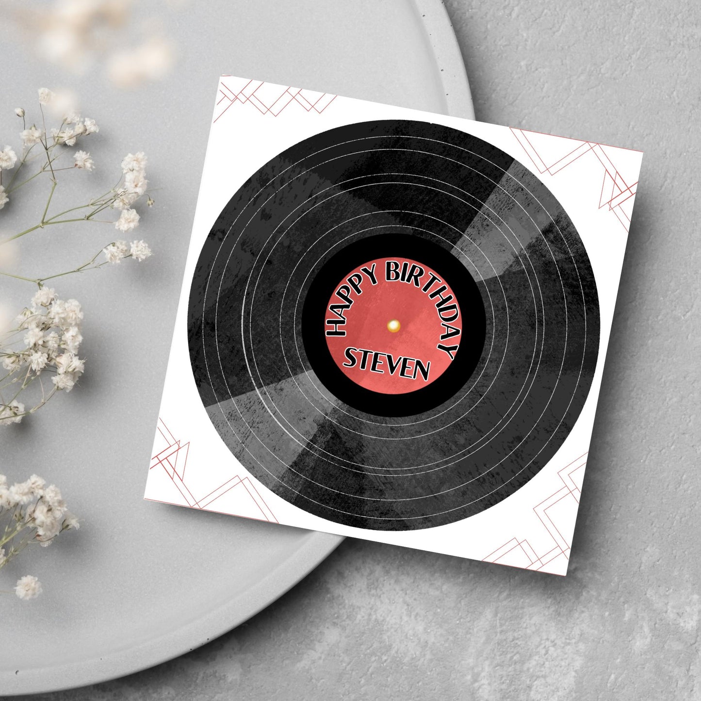 Personalised LP Record Birthday Card, Happy Birthday, Vinyl Card, Card for Him, Card for Her, Record Player Birthday, Name Card