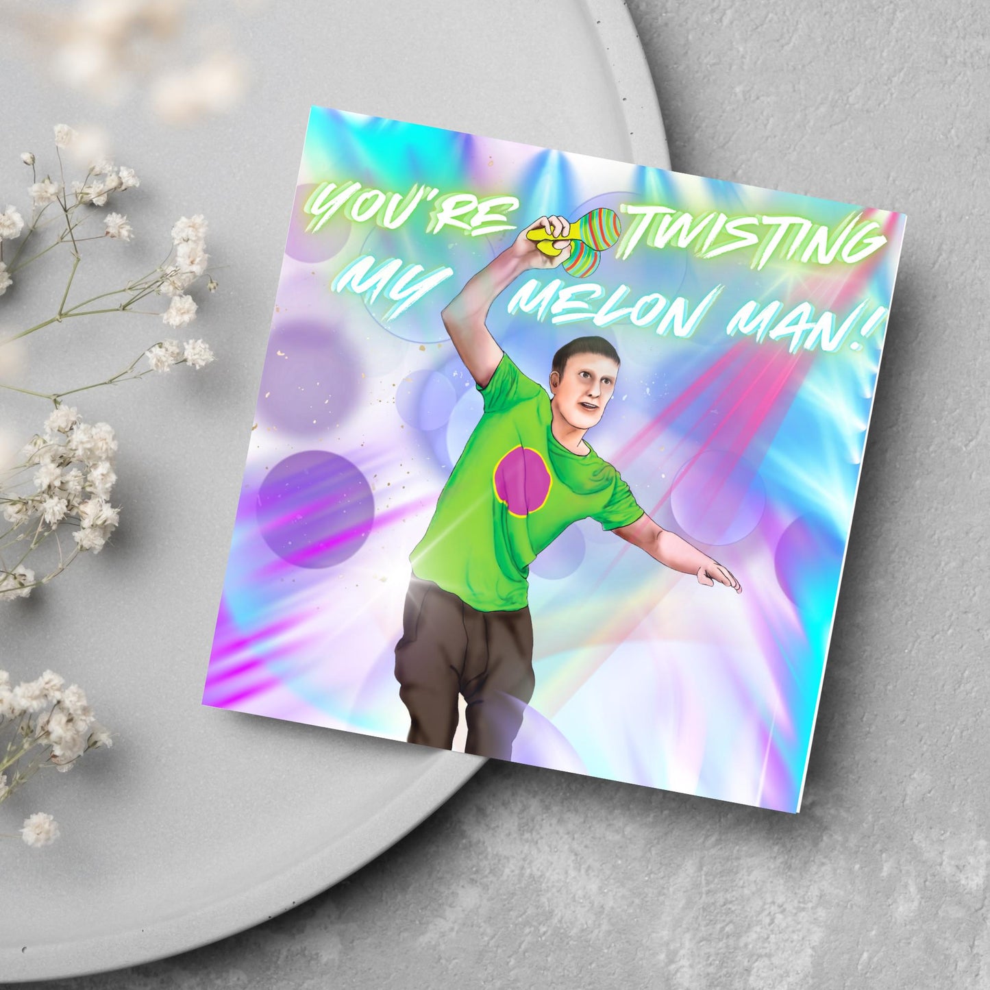 Bez Happy Mondays Birthday Card, Twisting My Melon Man, Card for Him, Card for Her, Music Birthday Card, 30th Birthday Card, 90's Card,