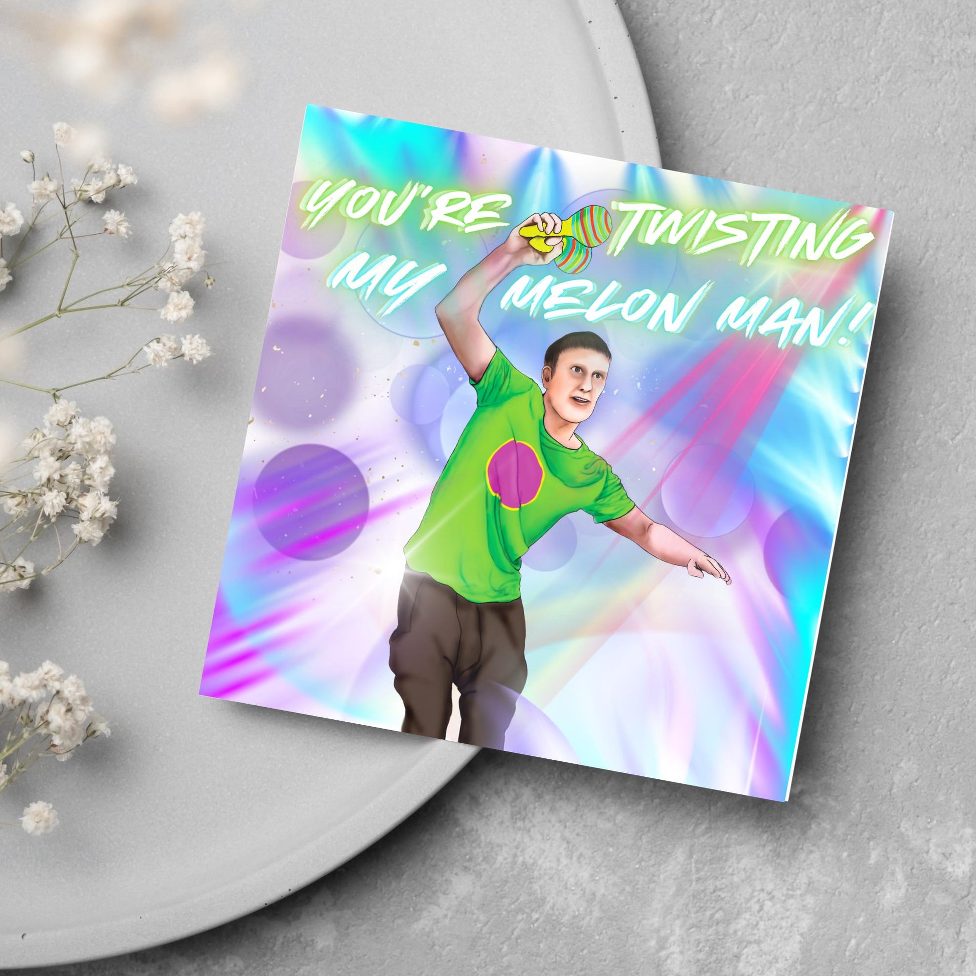 Bez Happy Mondays Birthday Card, Twisting My Melon Man, Card for Him, Card for Her, Music Birthday Card, 30th Birthday Card, 90's Card,