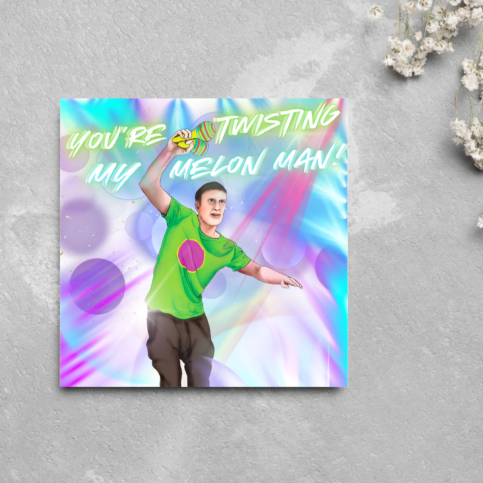 Bez Happy Mondays Birthday Card, Twisting My Melon Man, Card for Him, Card for Her, Music Birthday Card, 30th Birthday Card, 90's Card,