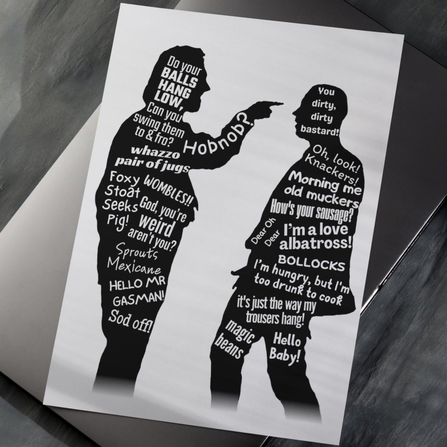 Bottom Quotes Poster, A4 Print, High Quality Wall Art, Rik Mayall, Eddie and Richie, Ade Edmondson, Quotes Poster, Bottom TV Show Poster