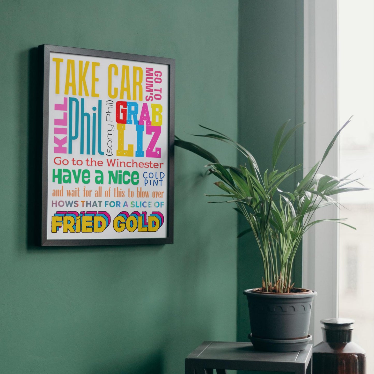 Shaun of the Dead Wall Art, A4 Print, High Quality Poster, Shaun of the Dead Quotes, Edgar Wright Movie Quotes, Fried Gold, Typography Print