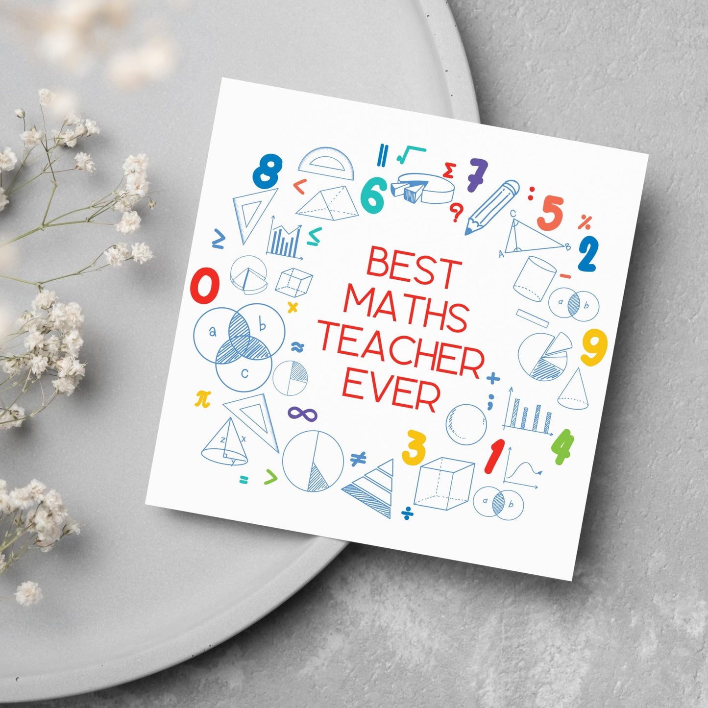 End of School Card, Thank You Teacher Card, Maths Teacher, School Teacher Card, Gratitude Card, Teaching Card, Teacher Appreciation Maths
