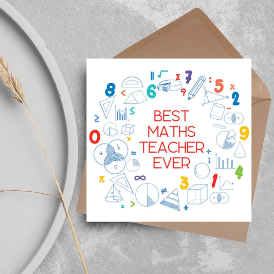 End of School Card, Thank You Teacher Card, Maths Teacher, School Teacher Card, Gratitude Card, Teaching Card, Teacher Appreciation Maths