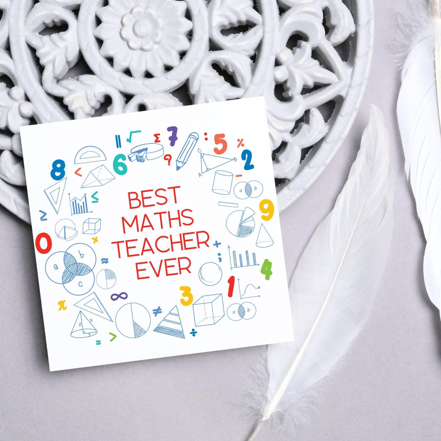 End of School Card, Thank You Teacher Card, Maths Teacher, School Teacher Card, Gratitude Card, Teaching Card, Teacher Appreciation Maths