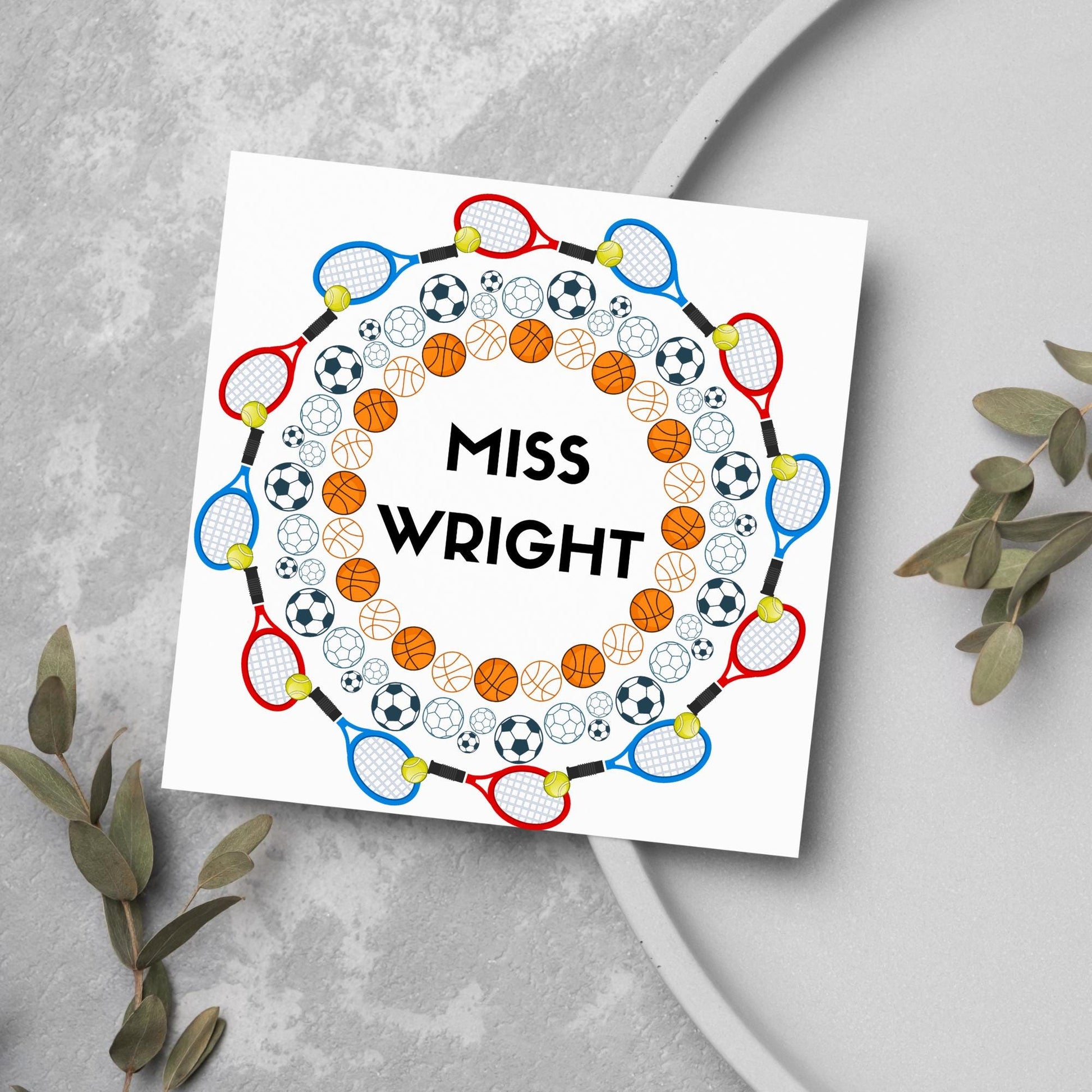 Personalised Thank You Teacher Card, End of Year School Card, Thanks Teacher, School Sport Teacher Card, Teaching Card, Teacher Appreciation