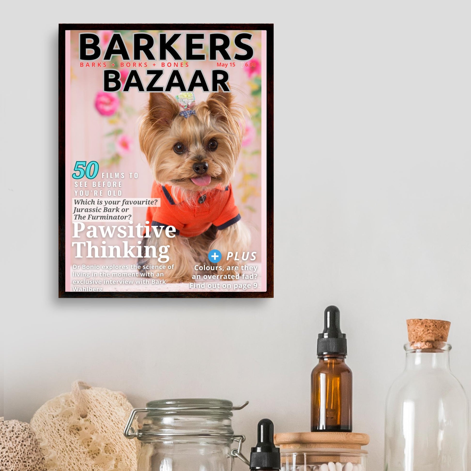 Custom Pet Photo Magazine Cover, Personalised Dog Poster, Fast Design & Shipping, Dog Portraits, Your Dog On a Magazine Cover Wall Art
